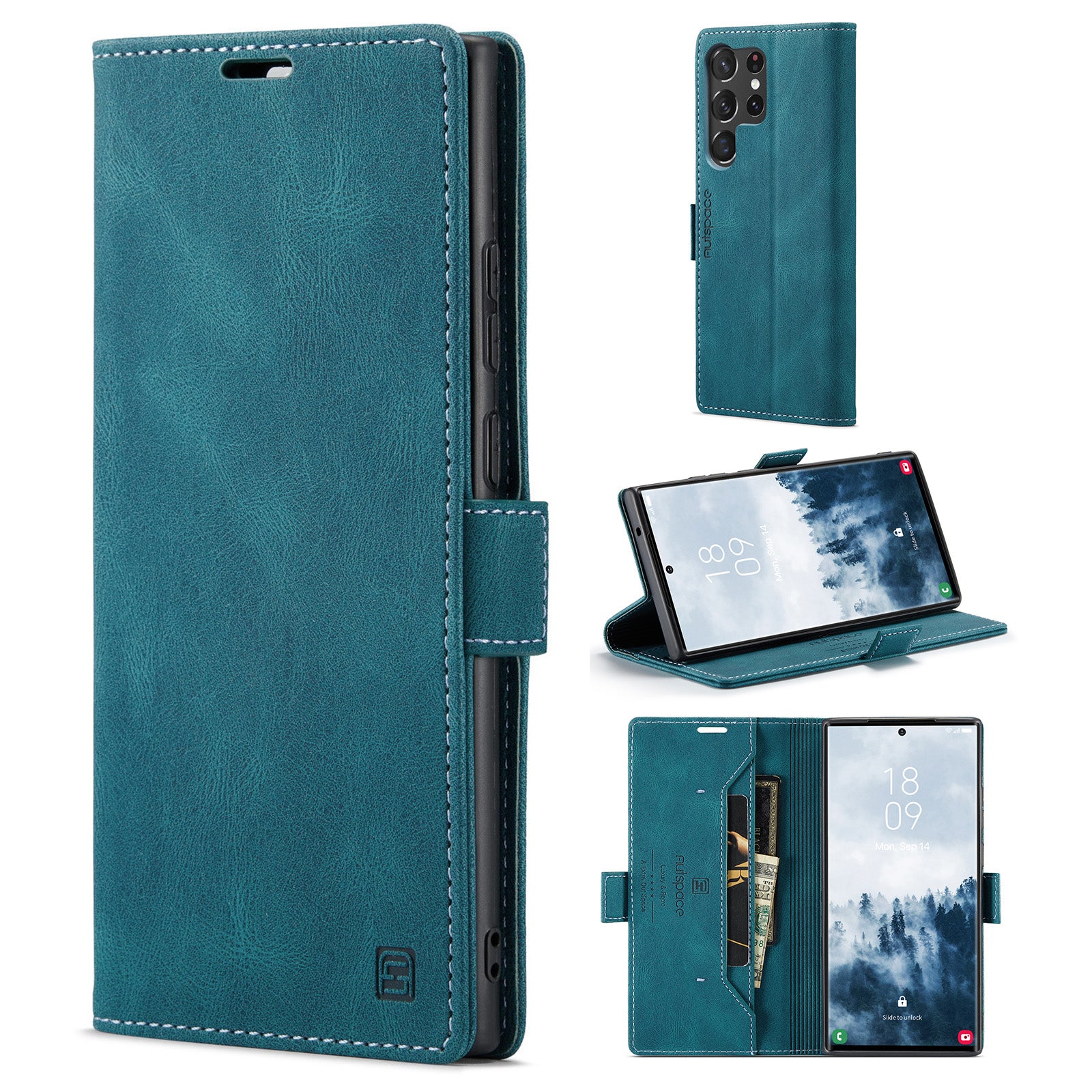 AUTSPACE A01 Series for Samsung Galaxy S23 Ultra RFID Blocking Phone Case Flip Leather Stand Wallet Full Protection Retro Texture Matte Phone Cover AUTSPACE A01 Series for Samsung Galaxy S23 Ultra RFID Blocking Phone Case Flip Leather Stand Wallet Full Protection Retro Texture Matte Phone Cover